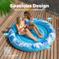 SLOOSH Inflatable Tanning Pool Lounger Float, 72" x 56" Pool Floats Adult with Pillow, 4 in 1 Round Suntan Tub Raft Floatie,Sunbathing Bed Lounge