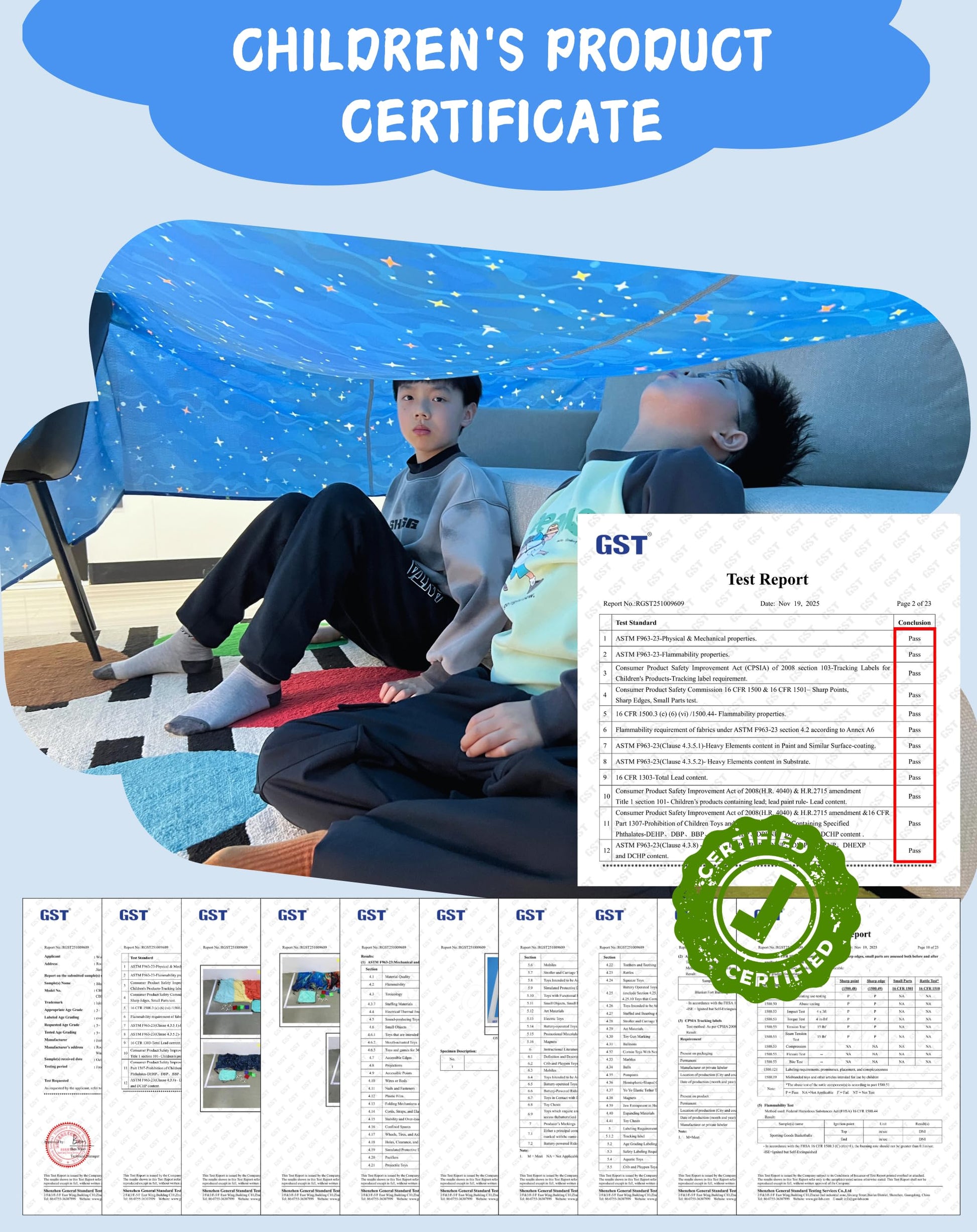 Blanket Fort Building Kit for Kids, Make a Portable Playhouse, Magic Play Tent Boys Girls Indoor Outdoor Build Set, STEM Children Toy, Best Gift