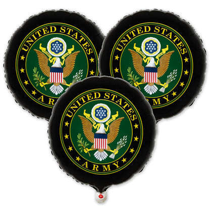 Havercamp U.S. Army Party Balloons (3pcs.)! 18" Round Foil Mylar Balloons. U.S. Army Licensed. American Heroes Military Camo Collection.
