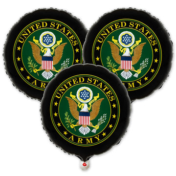 Havercamp U.S. Army Party Balloons (3pcs.)! 18" Round Foil Mylar Balloons. U.S. Army Licensed. American Heroes Military Camo Collection.