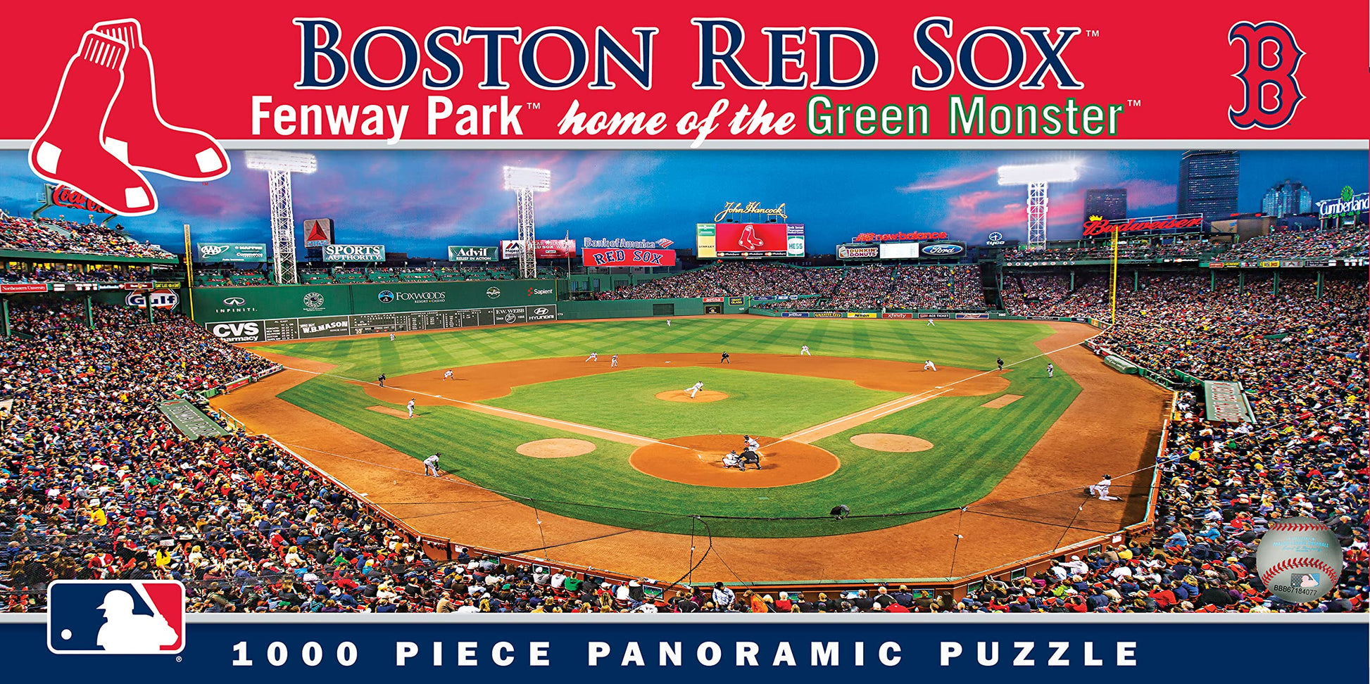 MasterPieces MLB Boston Red Sox Stadium Panoramic Jigsaw Puzzle,Fenway Park, Home of the Green Monster, 1000 Pieces