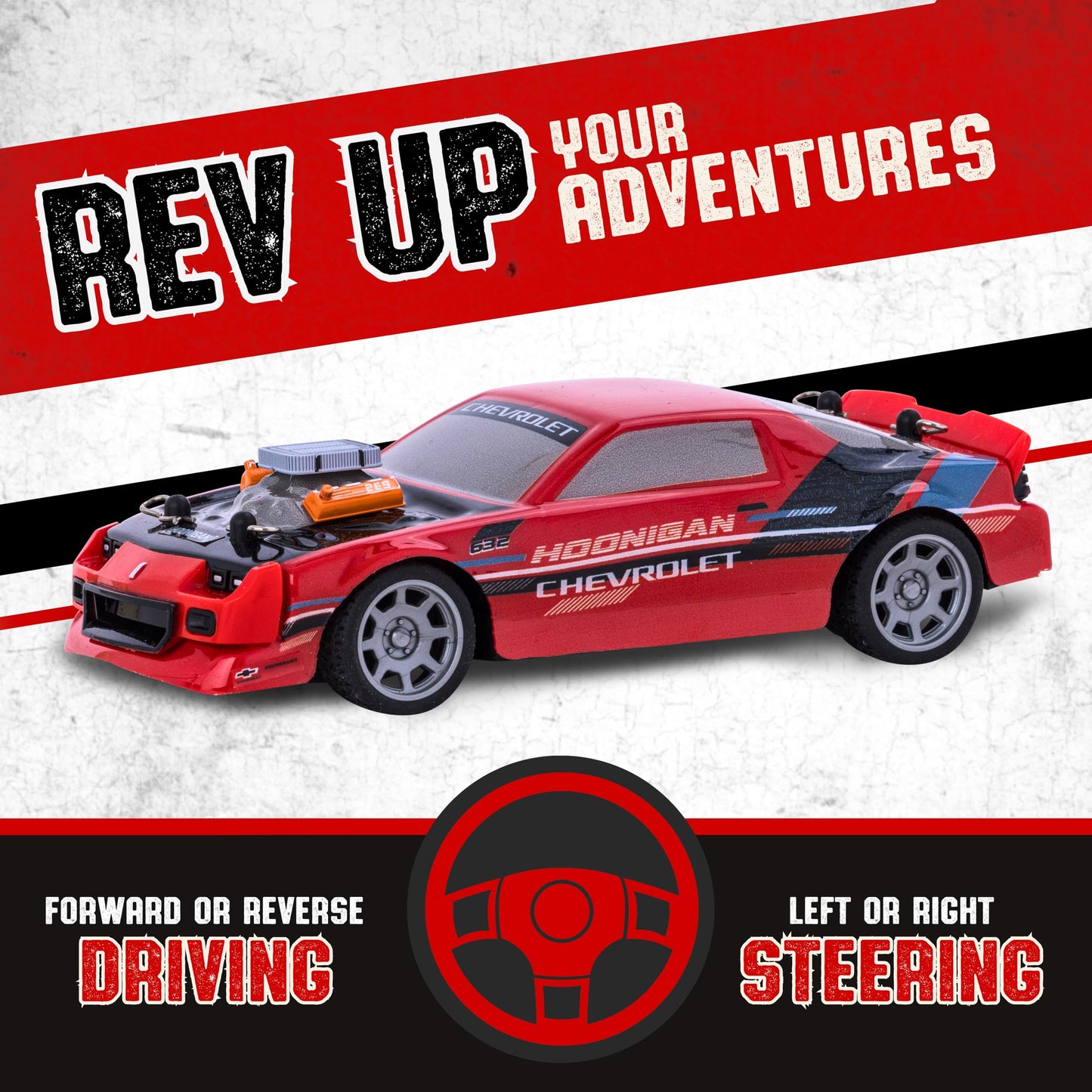 Flybar Hoonigan Chevy Camaro Remote Control Car - Toy Cars, Drift RC Cars for Boys Age 8-12, 3,7 V, 2.4GHz, 150ft Range, 1:32 Scale, 6mph Speed