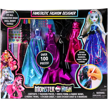 Monster High Fashion Designer Set DIY Doll Clothing Craft Kit for Kids with Stickers, Fabric, Sketchbook & Tools Creative Gift for Girls Ages 6+