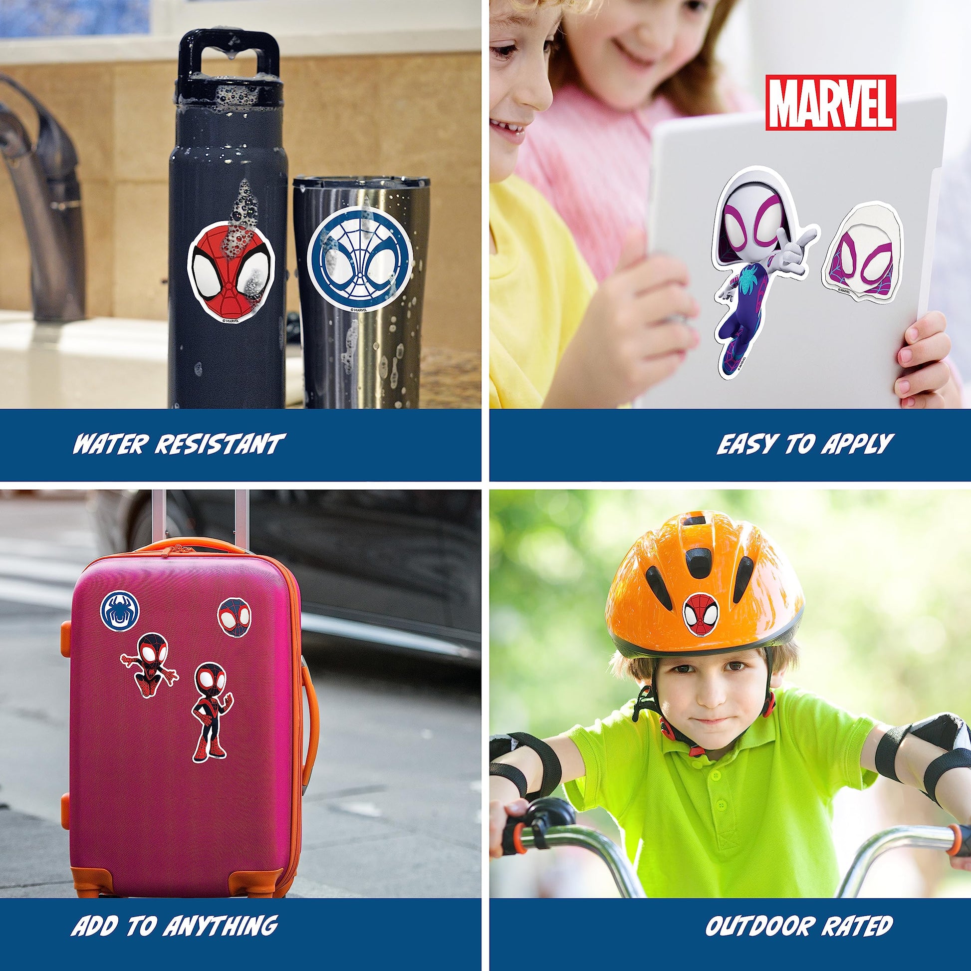 Marvel Spidey and His Amazing Friends Decals - Set of 12 Spidey, Spin, Ghost Spider Vinyl Stickers for Car Water Bottle Bike Helmet Laptop Skateboard