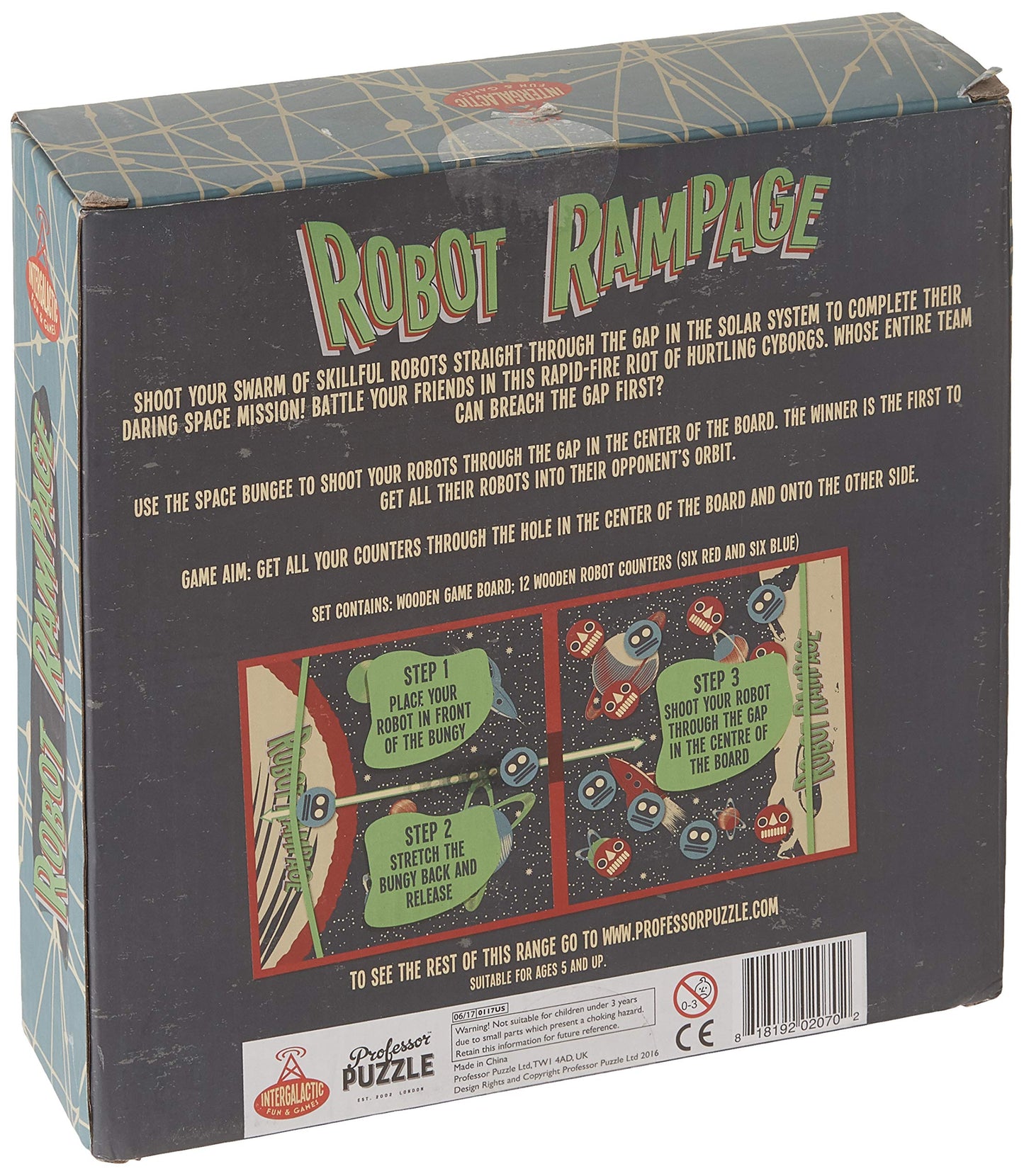 Professor Puzzle Robot Rampage - Mini Tabletop Pinball Game - Space themed Pinball Maze Arcade Game.