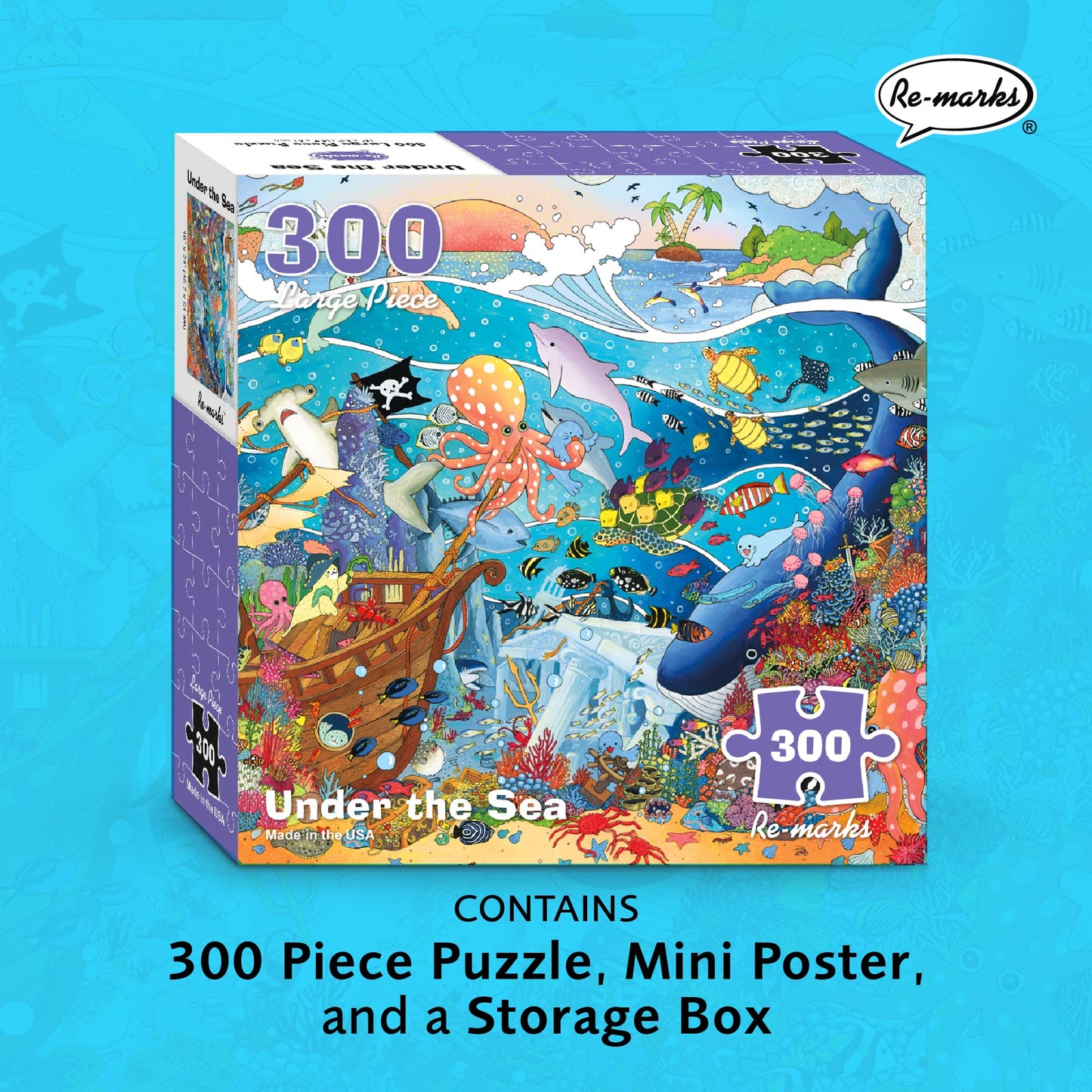 Re-marks Under the Sea Illustrated Puzzle, 300-Piece Jigsaw Puzzle for All Ages