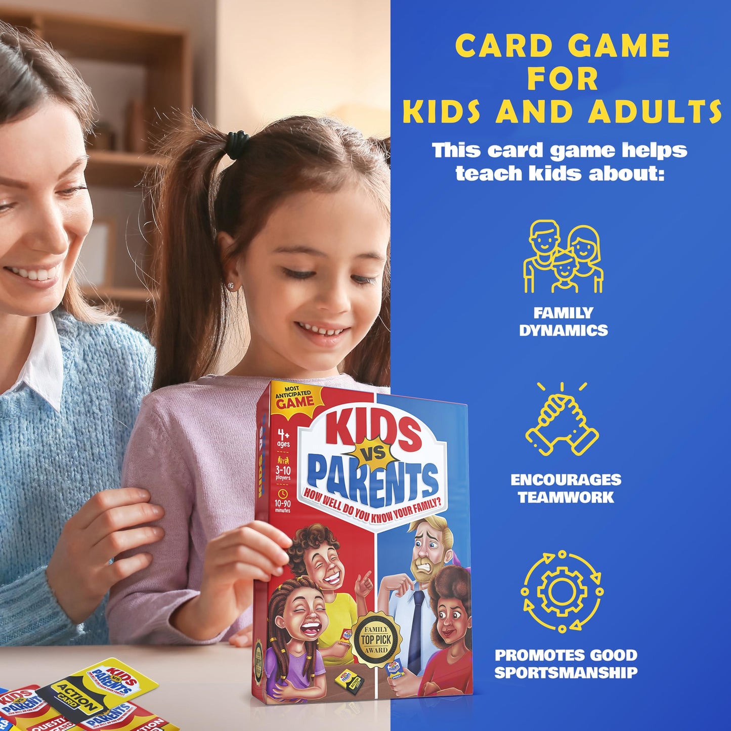 Kids VS Parents - A Hilarious Family Game with Conversation Starters & Fun Challenges - Card Game for Kids, Teens & Adults | Perfect for Game Night