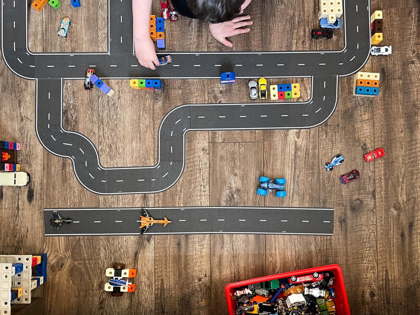 PlayTape Road Tape for Toy Cars - Sticks to Flat Surfaces, No Residue; 30 ft. x 4 in. Asphalt Road