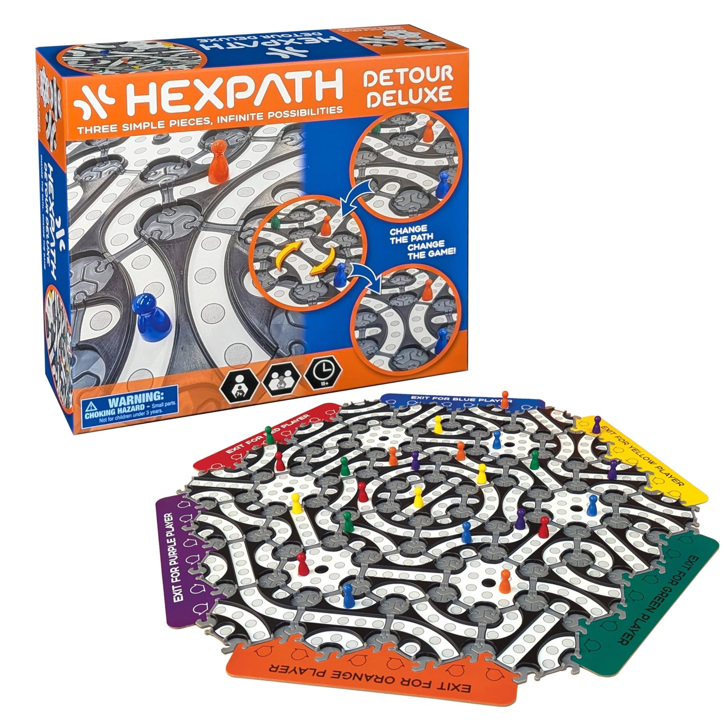 HexPath 7-in-1 Modular Strategy Board Game (1-6 Players) | 7+ Years | 15 min Playtime | Perfect Board Game for a Family Game Night | Best for Kids