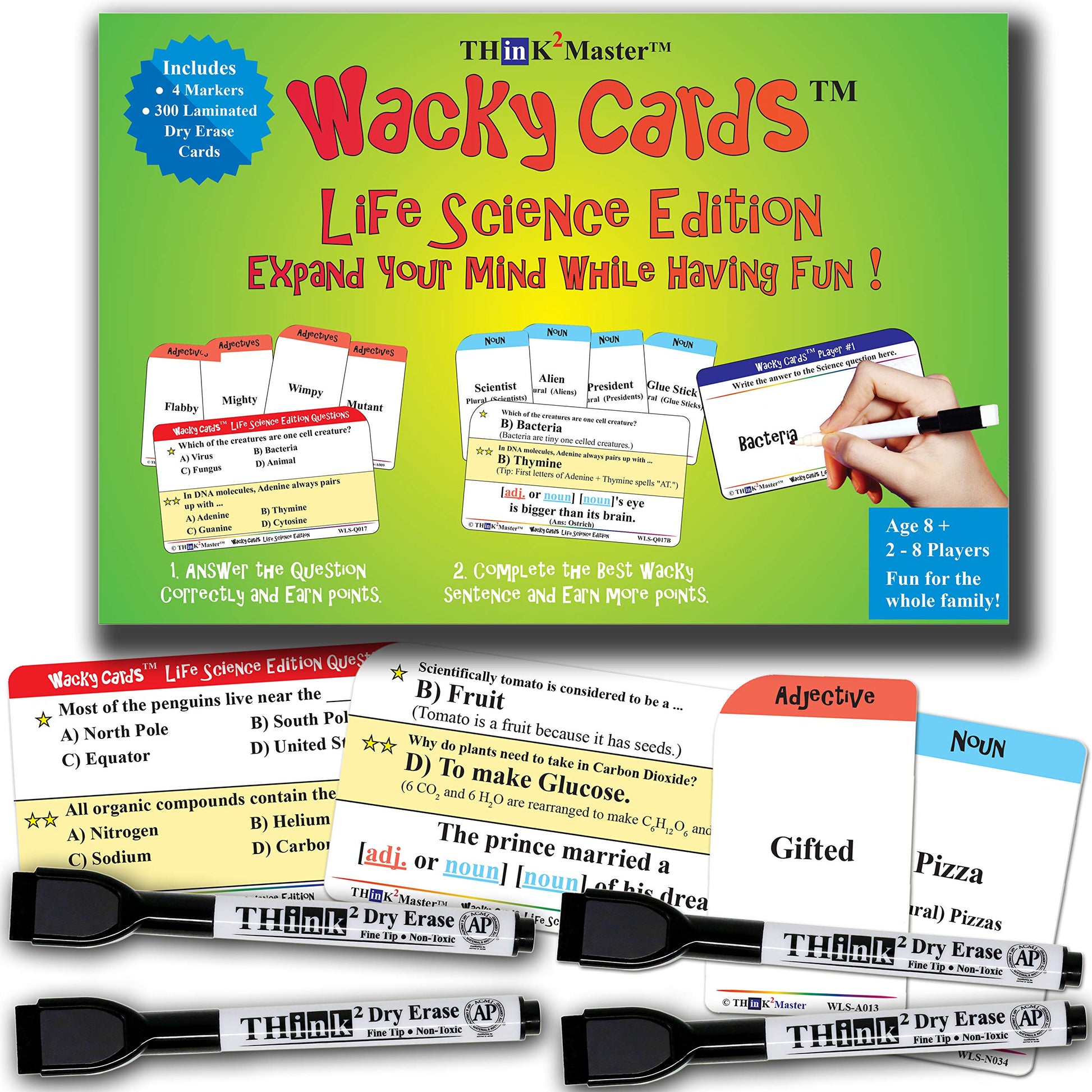 Think2Master Wacky Cards Life Science. Science Card. Make Sentences While Learning About Life Science. Multi Leveled.