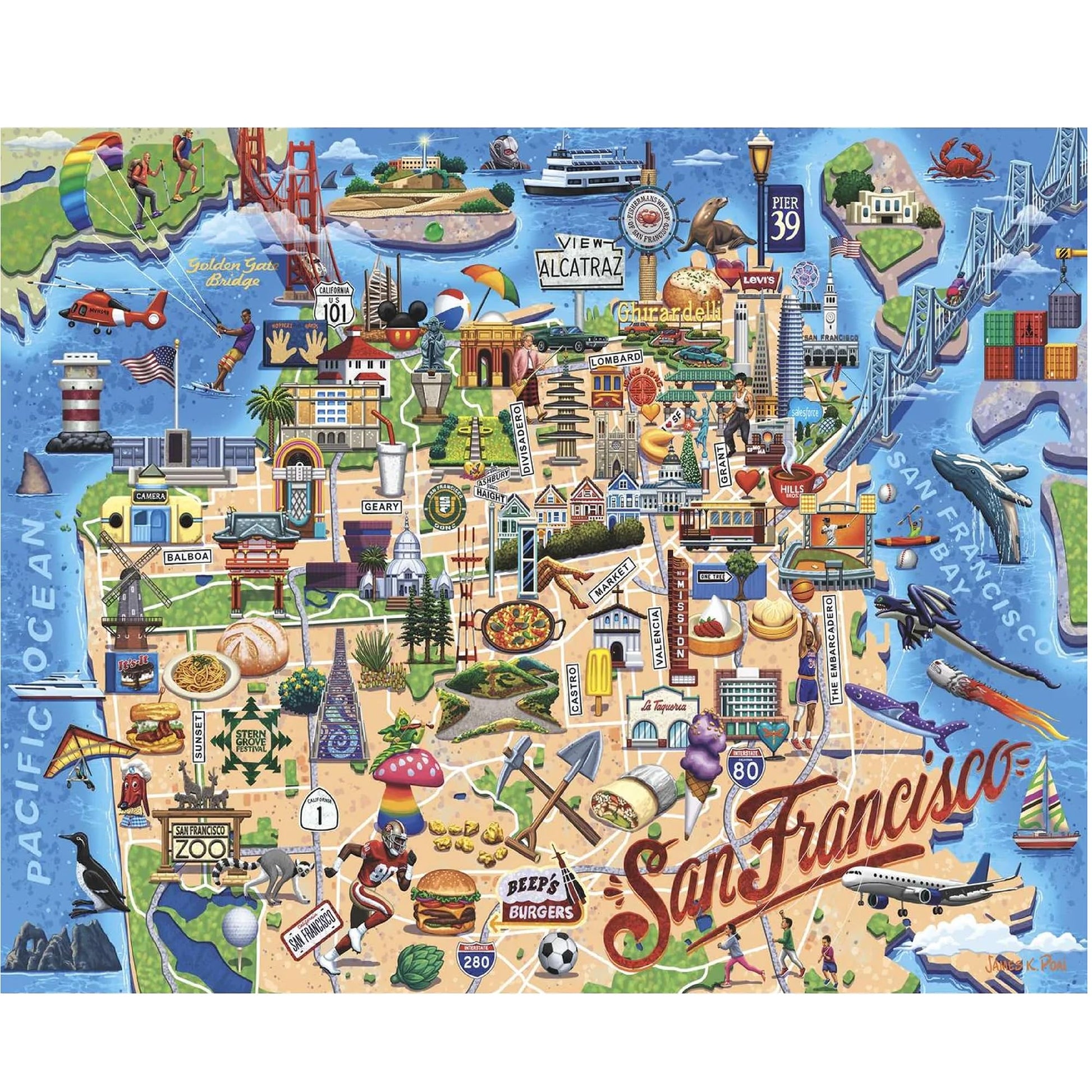 Boardwalk Puzzles San Francisco Bay, 1000 Piece Jigsaw Puzzle for Adults, 19¼ x 26? Inches, Made in USA