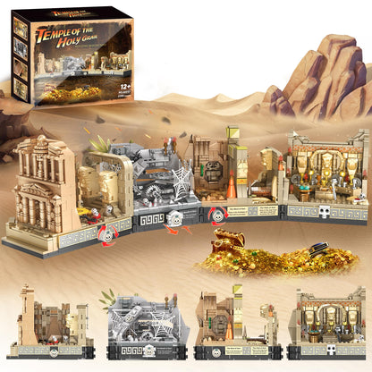 BuicraHub Temple Building Set Ideal for Adult, 5-in-1 Construction Toy Includes Gate, Three Levels and Holy Grail Scene Building Block, Birthday Gift