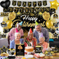 Happy Retirement Party Decorations for Men and Women - Black and Gold Banner, Backdrop Card, Sash, Hanging Swirls, Foil Balloons, Honeycomb