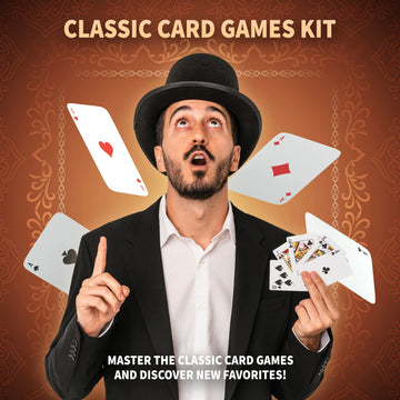 SpiceBox Classic Card Games for Adults and Kids, Fun Playing Cards Gift Set with Cribbage Board, Gin Rummy, 10 Classic Card Games Lessons