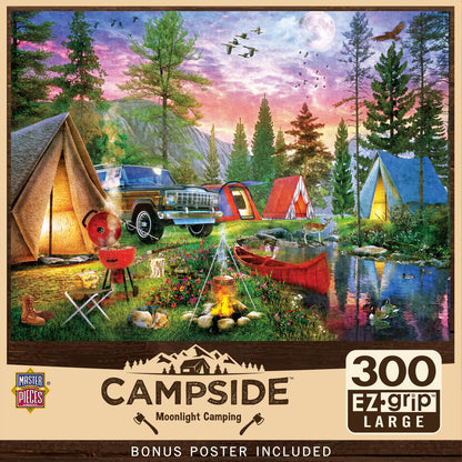 MasterPieces 300 Piece EZ Grip Jigsaw Puzzle - Moonlight Camping - 18"x24"