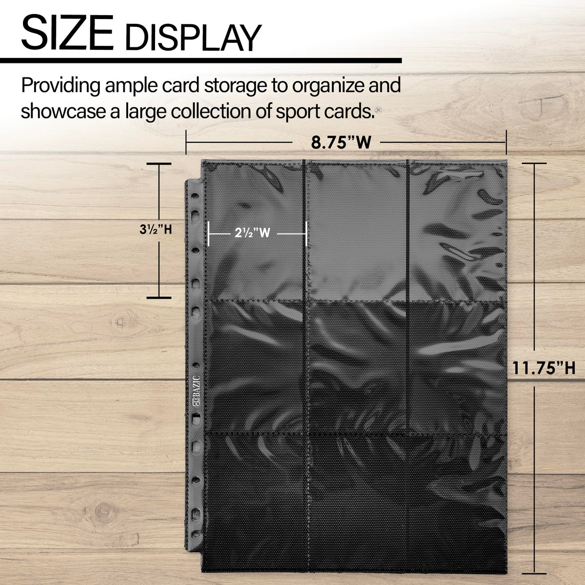 BAZIC Products Side-Loading 9-Pocket Double-Sided Card Pages, Bulk 100 Pack