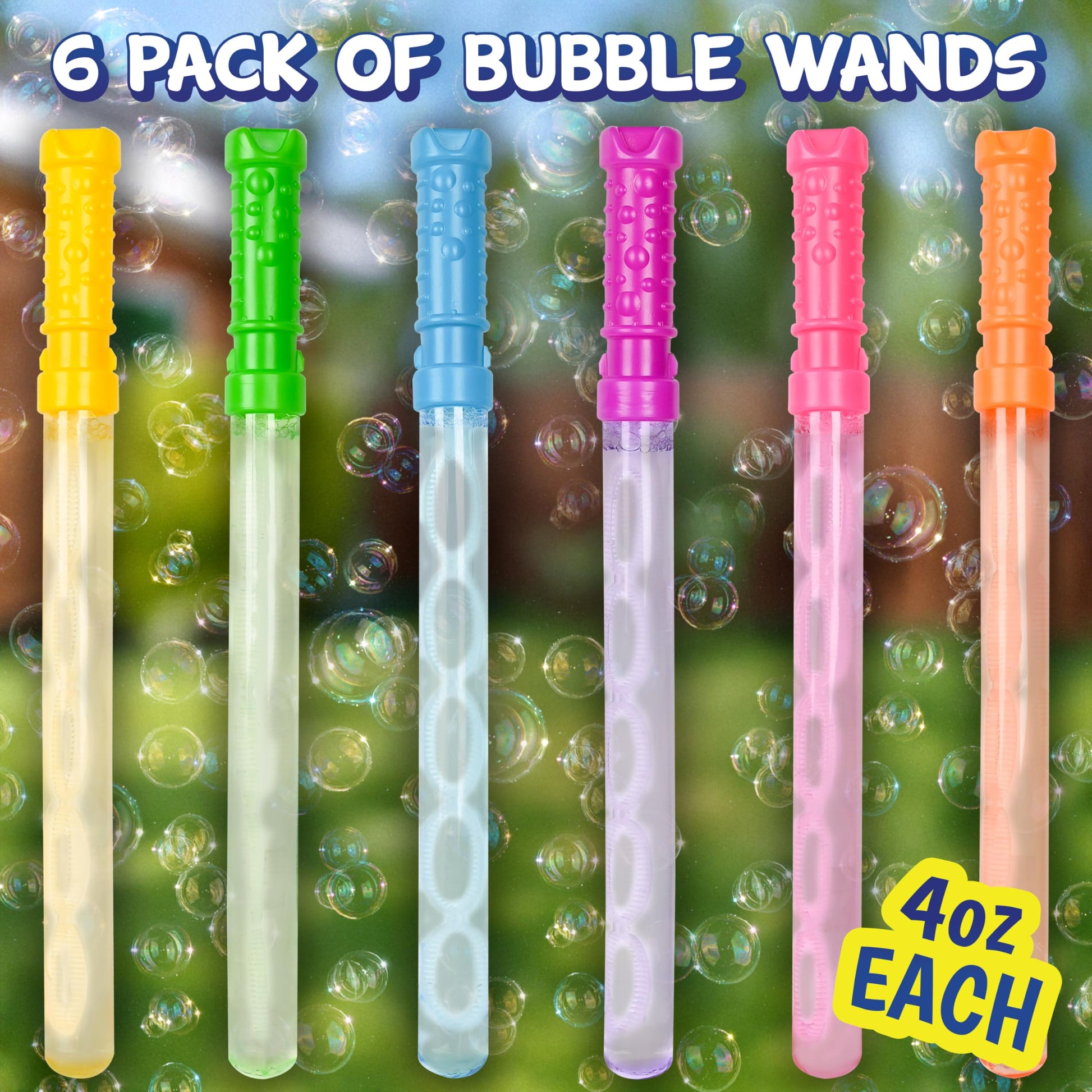 Sunny Days Entertainment Maxx Bubbles 4oz Bubble Wands - 6 Pack Bubble Wand Toy | Summer Fun, Outdoor Birthday Party Favors for Kids, 101799 Blue