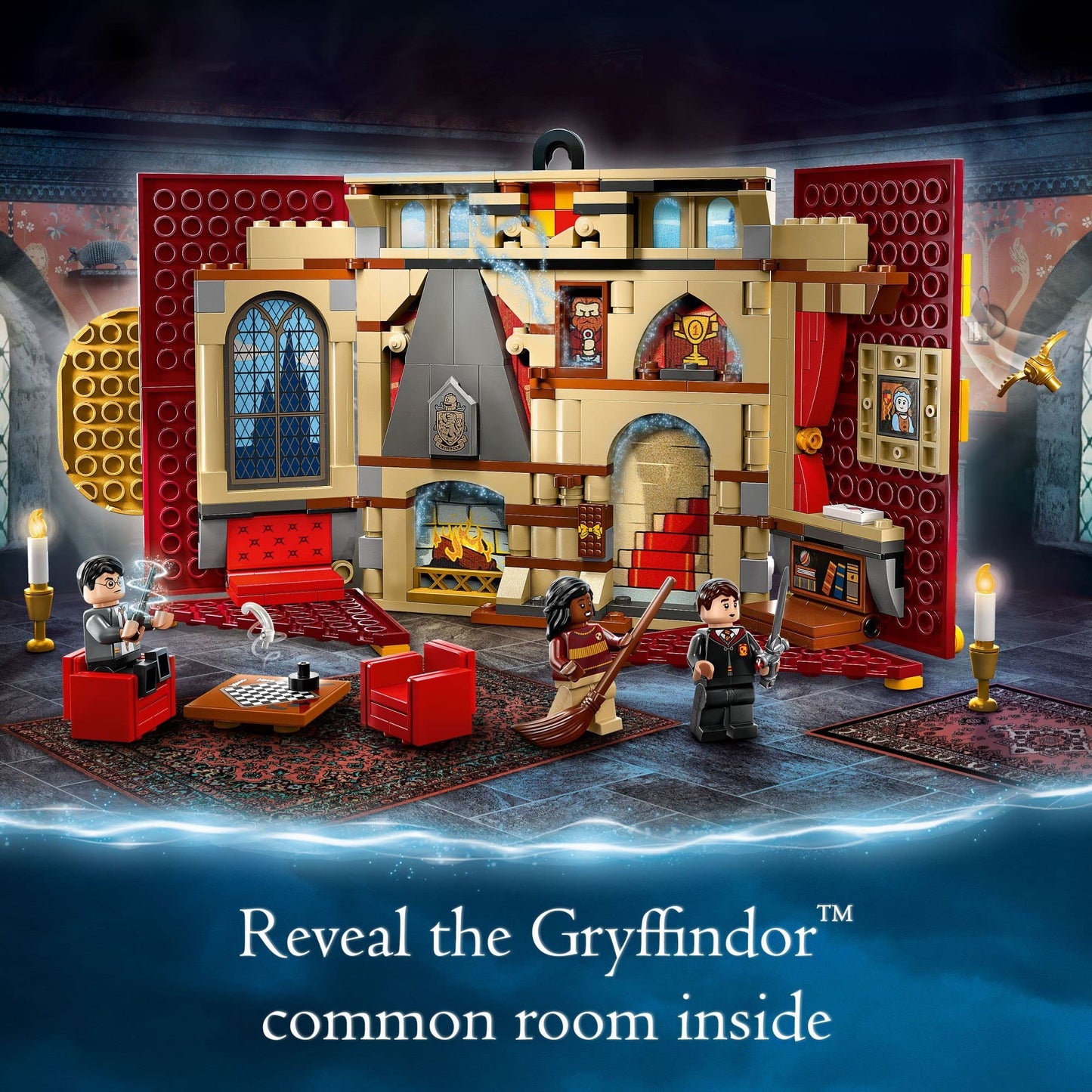 Lego Harry Potter Gryffindor House Banner Set 76409 With LEGO Building Elements, Hogwarts Castle Common Room Toy or Wall Display, Fold Up Travel Toy,