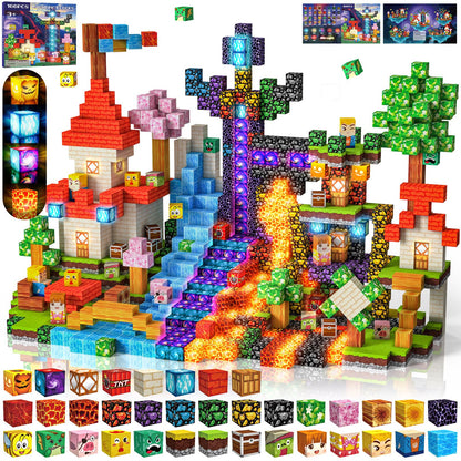 Mzyxxel Magnetic Blocks 100 PCS with Light UP Magnetic Building Blocks, 3+ STEM Montessori Sensory Toys, Magnetic Cube for for 3 4 5 6 7 8 9 10 11 12