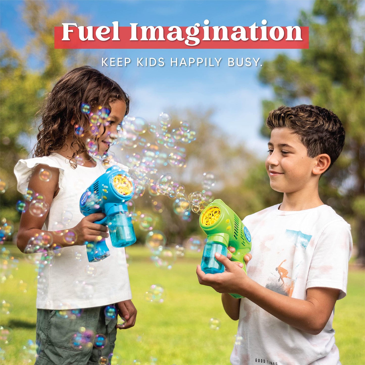 JOYIN 2 Kids Bubble Gun with 2 Bottles Refill Solution, Bubble Machine Gun for Toddlers Kids 4-8, Party Favors, Summer Toy, Outdoors, Easter, Birthday