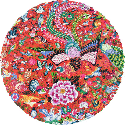 HARTMAZE Wooden Jigsaw Puzzles-Hundred Birds Paying Homage to The Phoenix 253 Truly Unique Piece Round Shape Best Choice for Adults and 10 Ages up