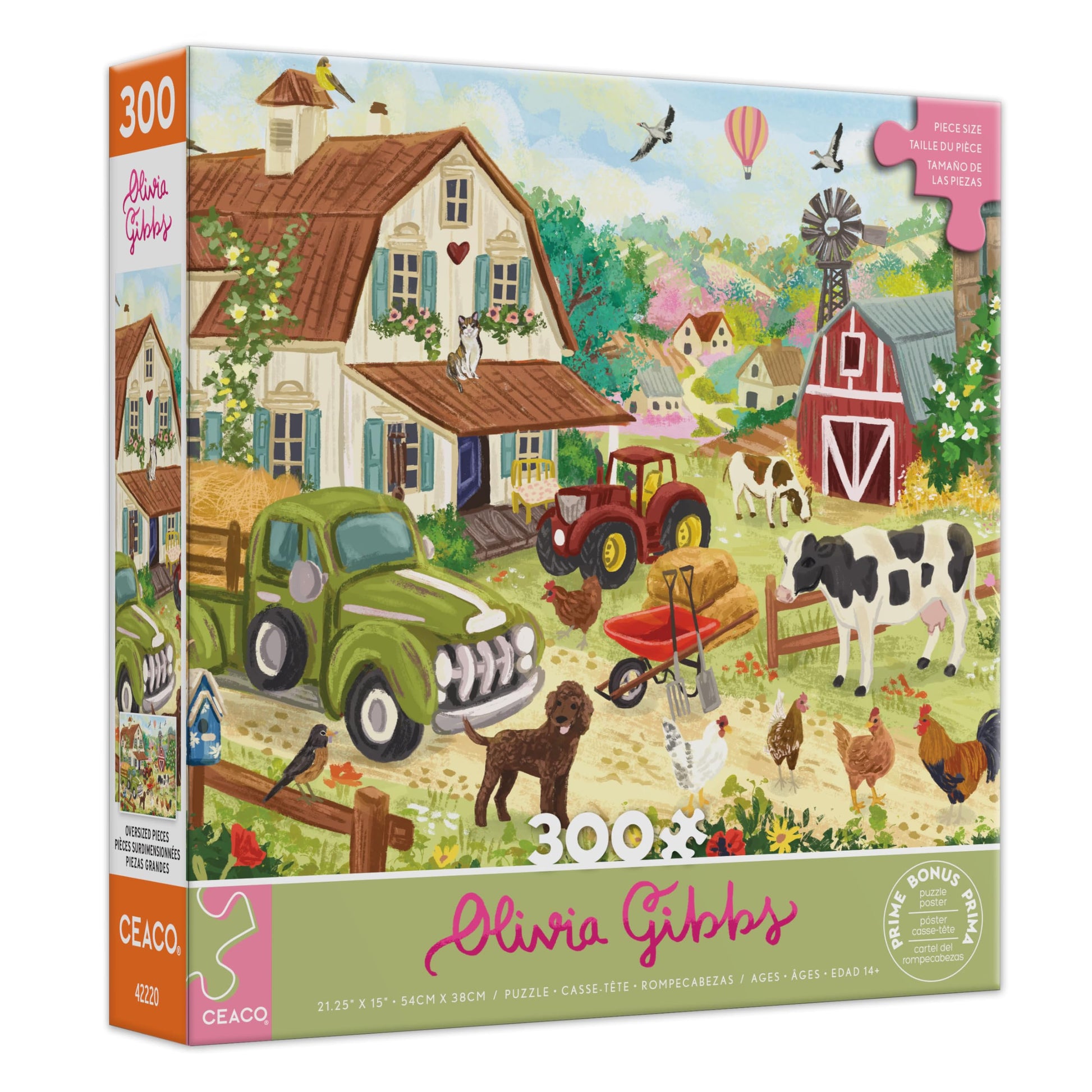 Ceaco - Olivia Gibbs Happy Farm Life 300 Piece Jigsaw Puzzle, Colorful Farm Scene