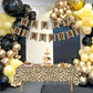Leopard Party Decorations Cheetah Happy Birthday Banner Cheetah Theme Balloons Leopard Print Tablecloth for Safari Wild Birthday Party Supplies (Gold