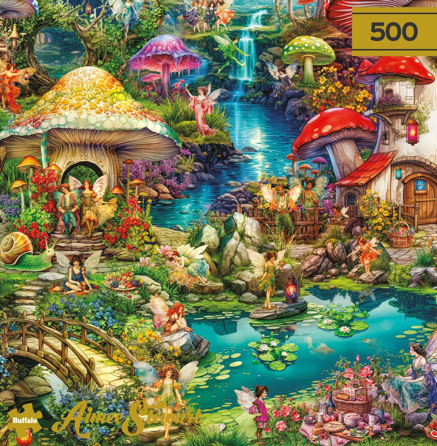 Buffalo Games - Merry Mushroom Village Picnic - 500 Piece Jigsaw Puzzle
