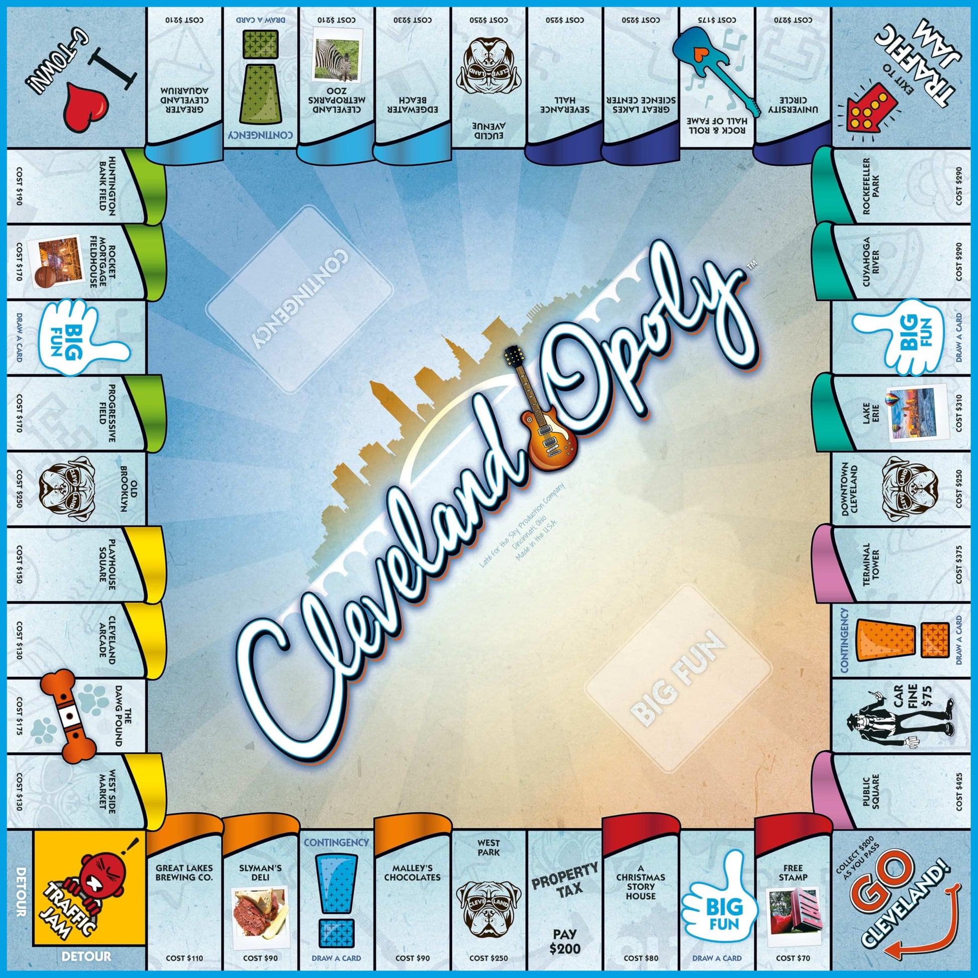 Late for The Sky Cleveland-Opoly Board Game - Cleveland Ohio City Edition Family Property Trading Game for Kids & Adults, 2-6 Players, Ages 8+, Game