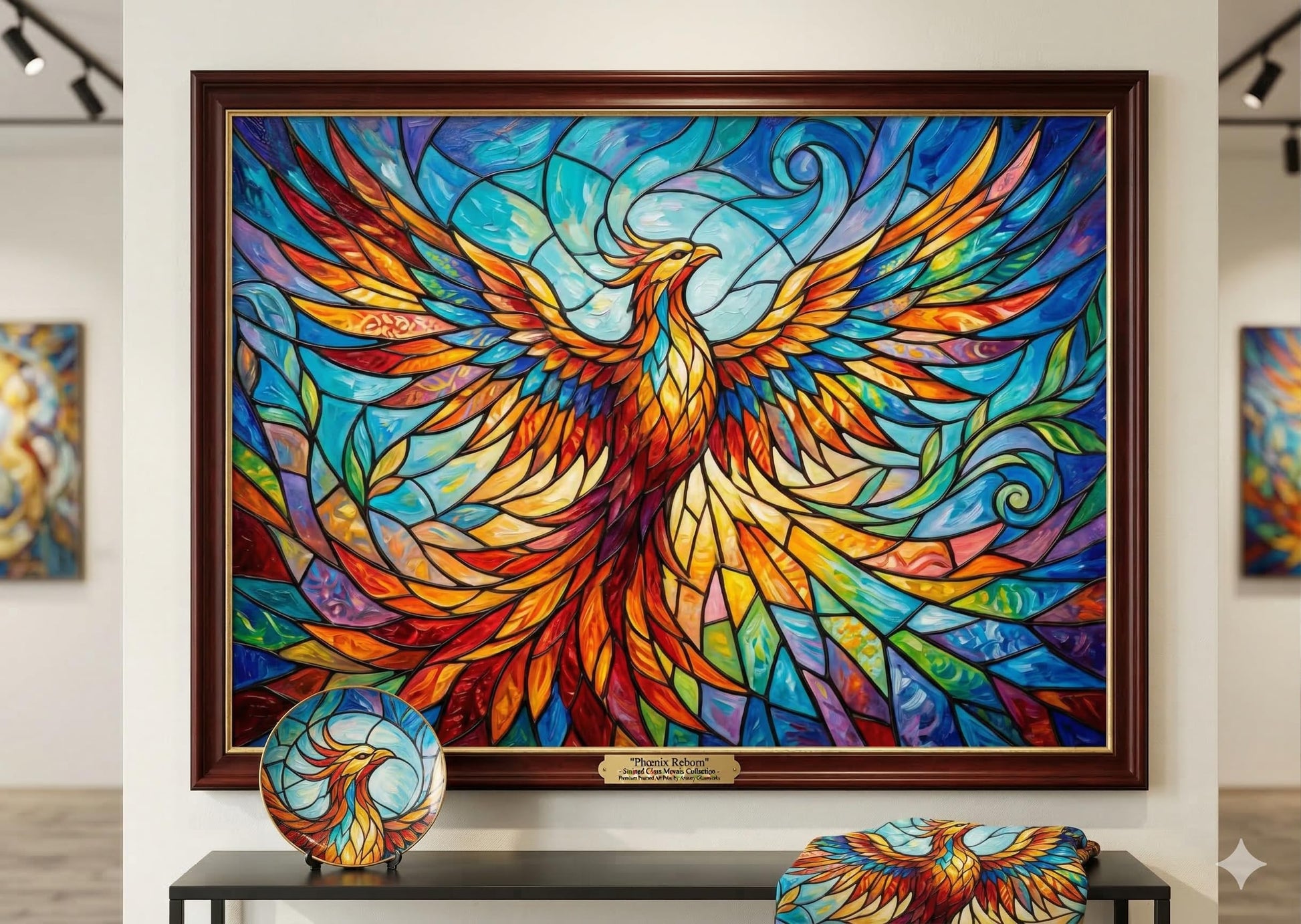 NiceGo 1000 Piece Jigsaw Puzzle for Adults Colorful Stained Glass Rising Phoenix | Vibrant Fantasy Firebird Mosaic Art | 27.5"x19.7" | Challenging