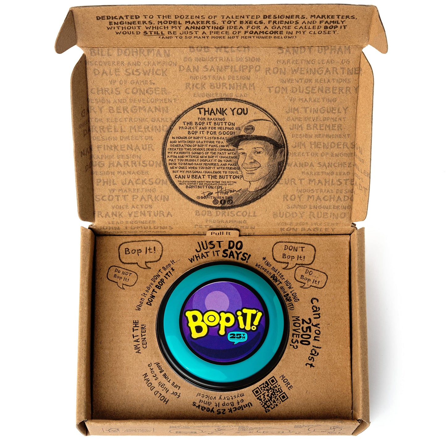 GETMOVIN SPORTS - BOP IT - Special 25th Anniversary Inventor Edition, Gift Ready Mailer Box, Retro Throw Back Colors, Perfect Family Game, for Adults