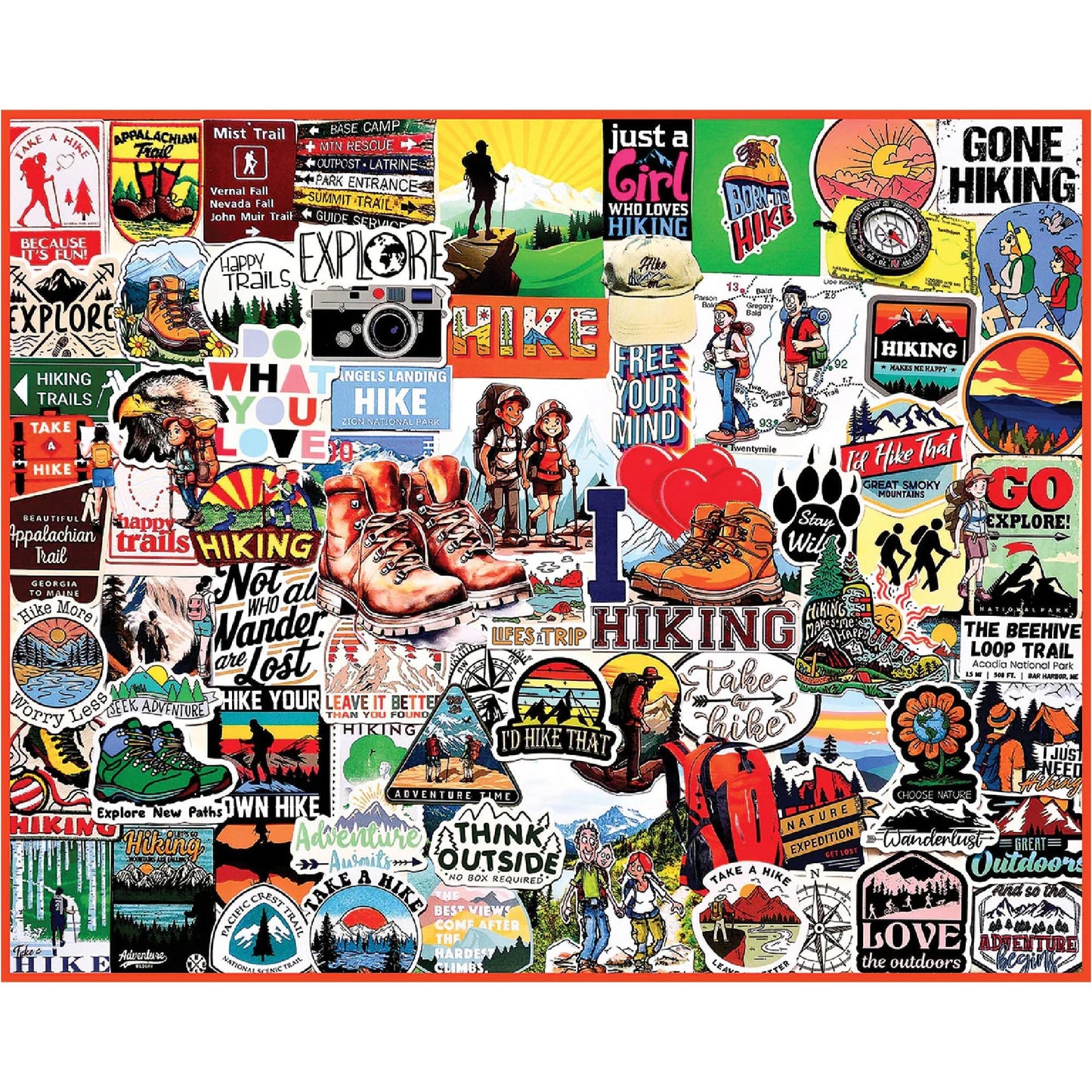 White Mountain 1000 Piece Jigsaw Puzzle Outdoor Nature Collage Puzzles with Large Pieces Gift for Adults and Family 24"x30" - I Love Hiking