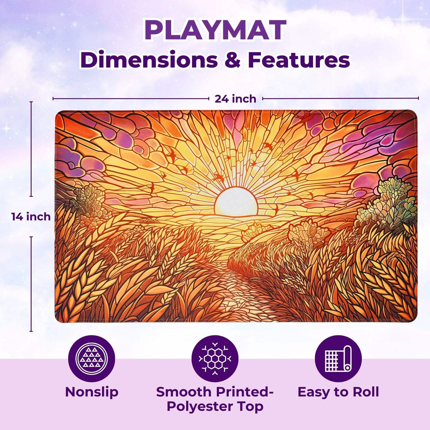MTG Magic The Gathering Playmat 24x14 Inches, Original Art, Non-Slip TCG Playmat with Rubber Bottom & Stitched Edges, Commander TCG Rollable