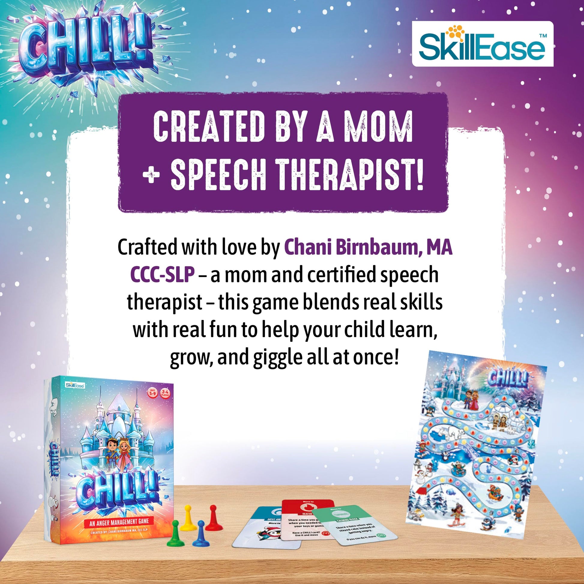 SkillEase CHILL Anger Management for Kids, Ages 5-9, Therapy Games, Social Emotional Learning, Fun Social Skills Board Game for Therapists & Families
