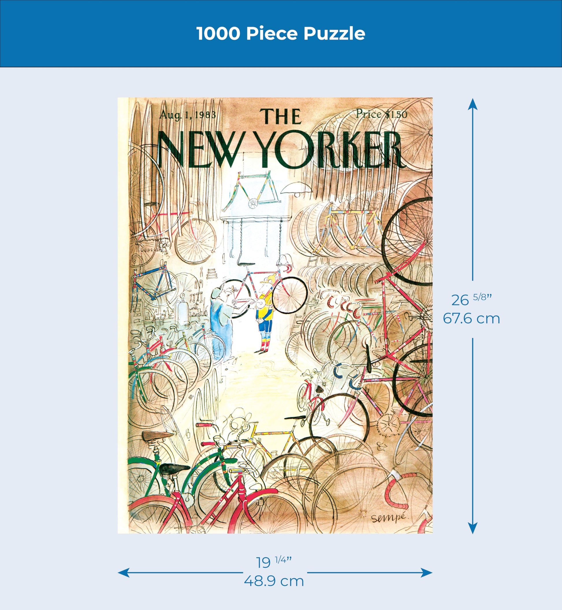 New York Puzzle Company - New Yorker Bicycle Shop - 1000 Piece Jigsaw Puzzle for Family Game Nights by Jean-Jacques Sempé