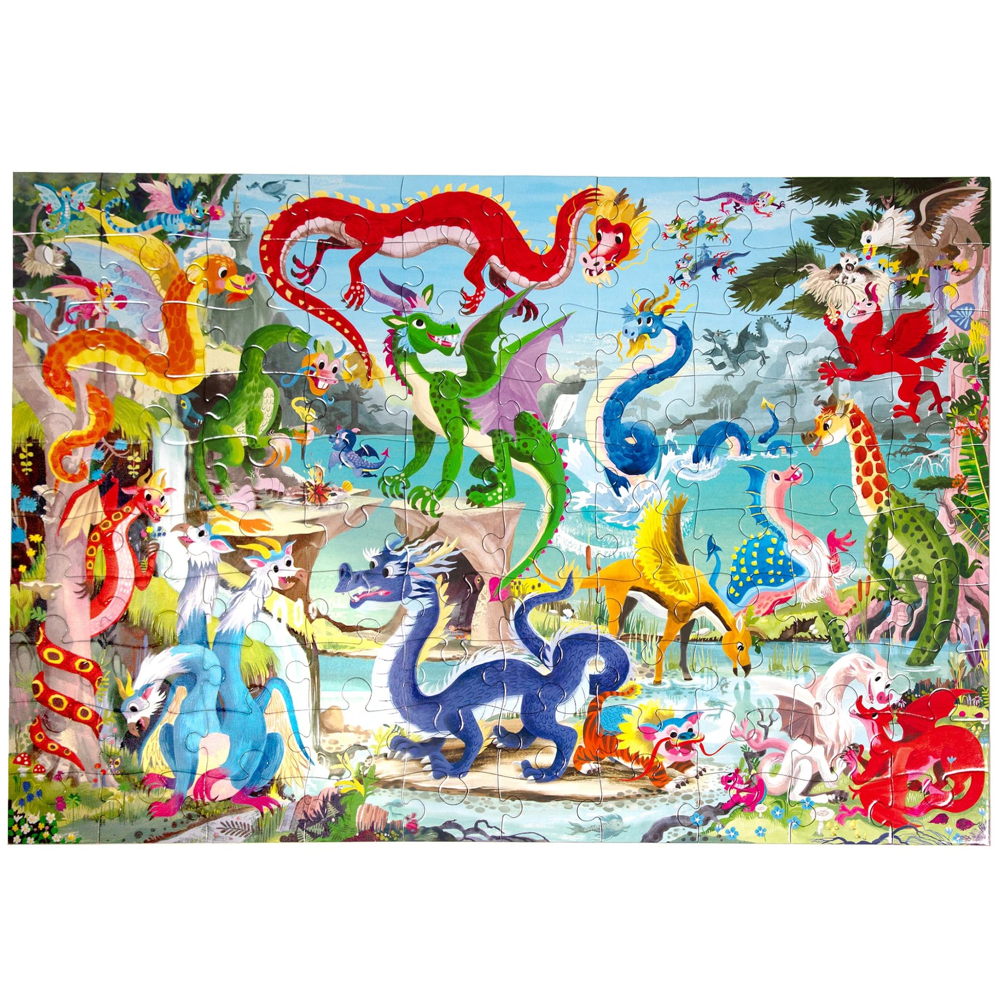 eeBoo Love of Dragons 100 Piece Children's Puzzle, 24" x16"