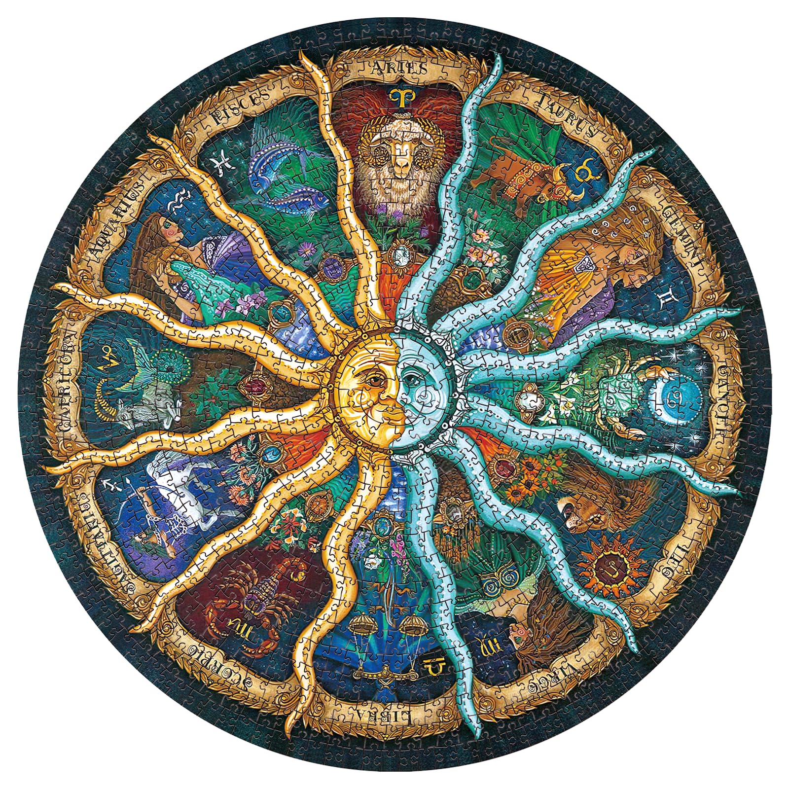 Zodiac Puzzles for Adults 1000 Pieces - Round Horoscope Astrology Jigsaw Puzzle, Challenging Difficult Mandala Constellation Puzzle for Adults, 26.7