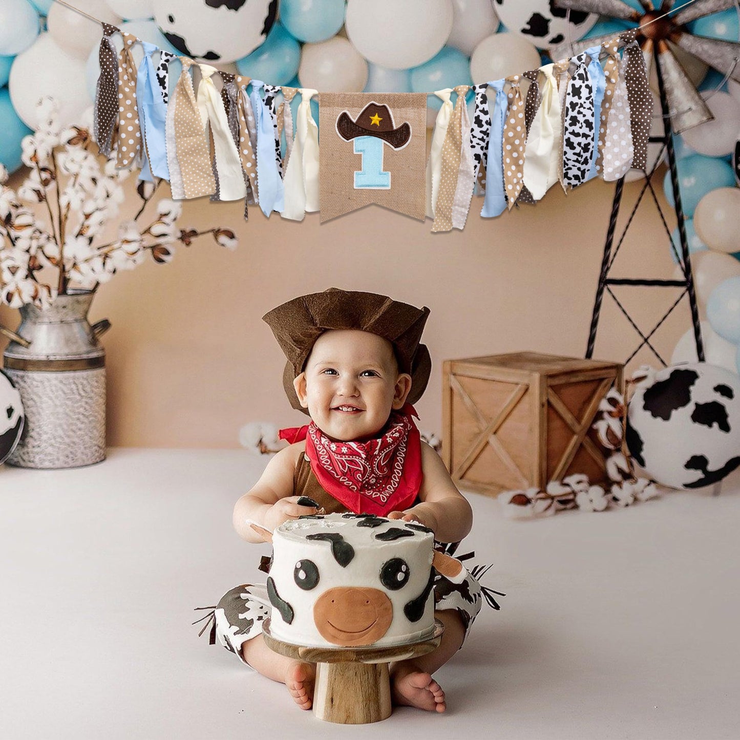 Vgaruint Cowboy Rodeo 1st Birthday High Chair Banner