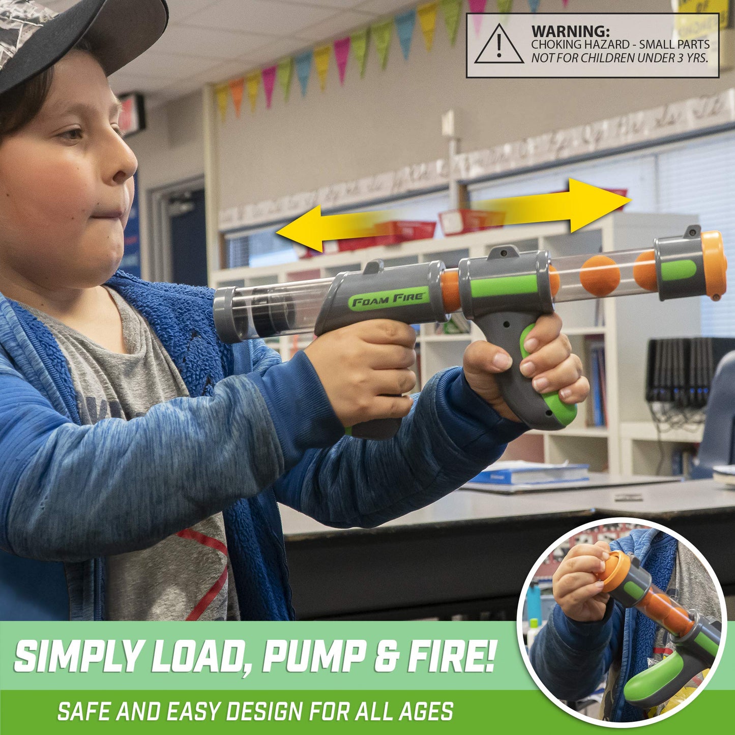 GoSports Official Foam Fire Blasters 2 Pack Toy Blasters & Replacement Bullet Balls - Fun for Accuracy Games Foam Fire Shooting Games