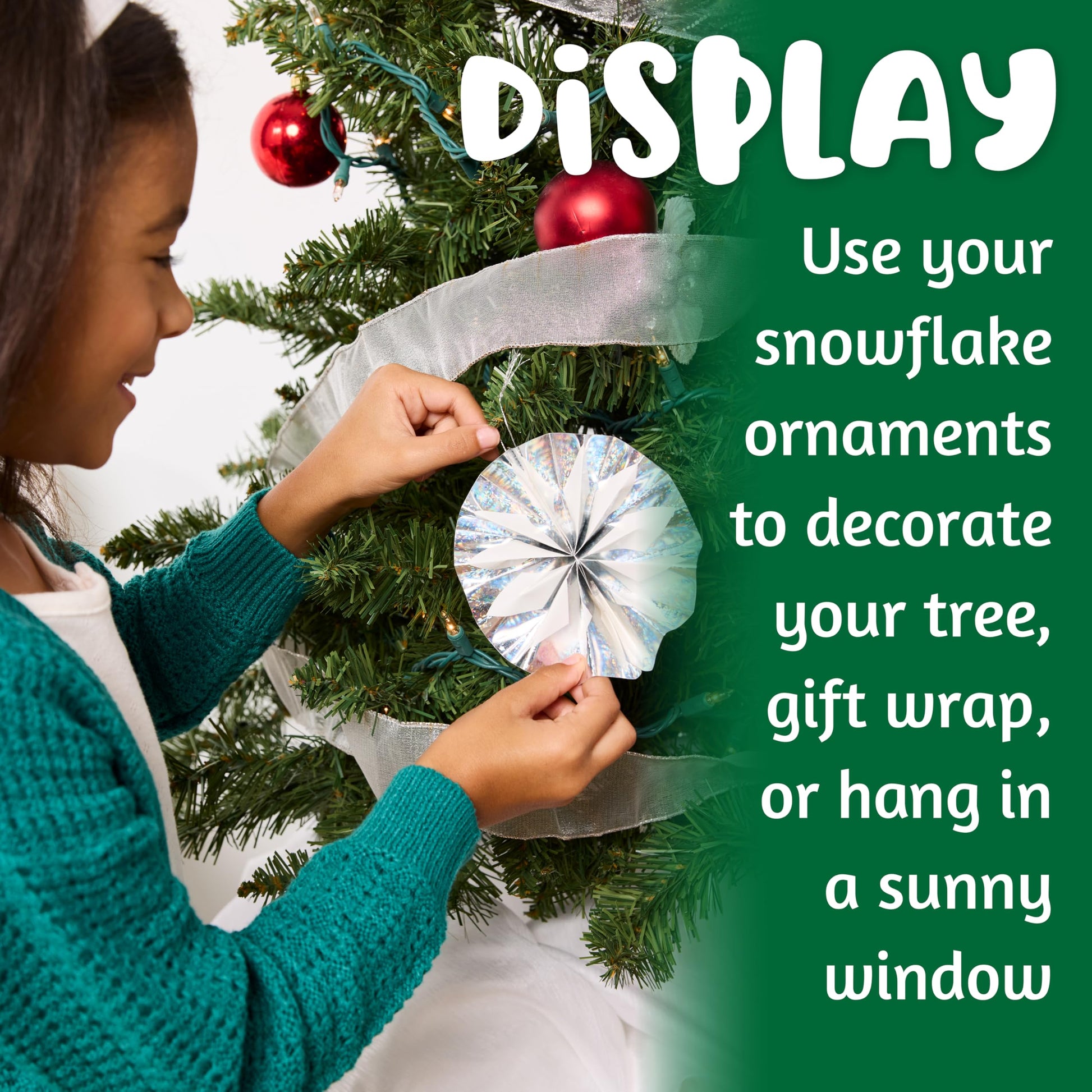 Creativity for Kids Make Your Own Snowflake Ornaments Kit | Fold & Decorate 8 Paper and Foil Snowflakes | DIY Christmas Ornament Craft for Kids