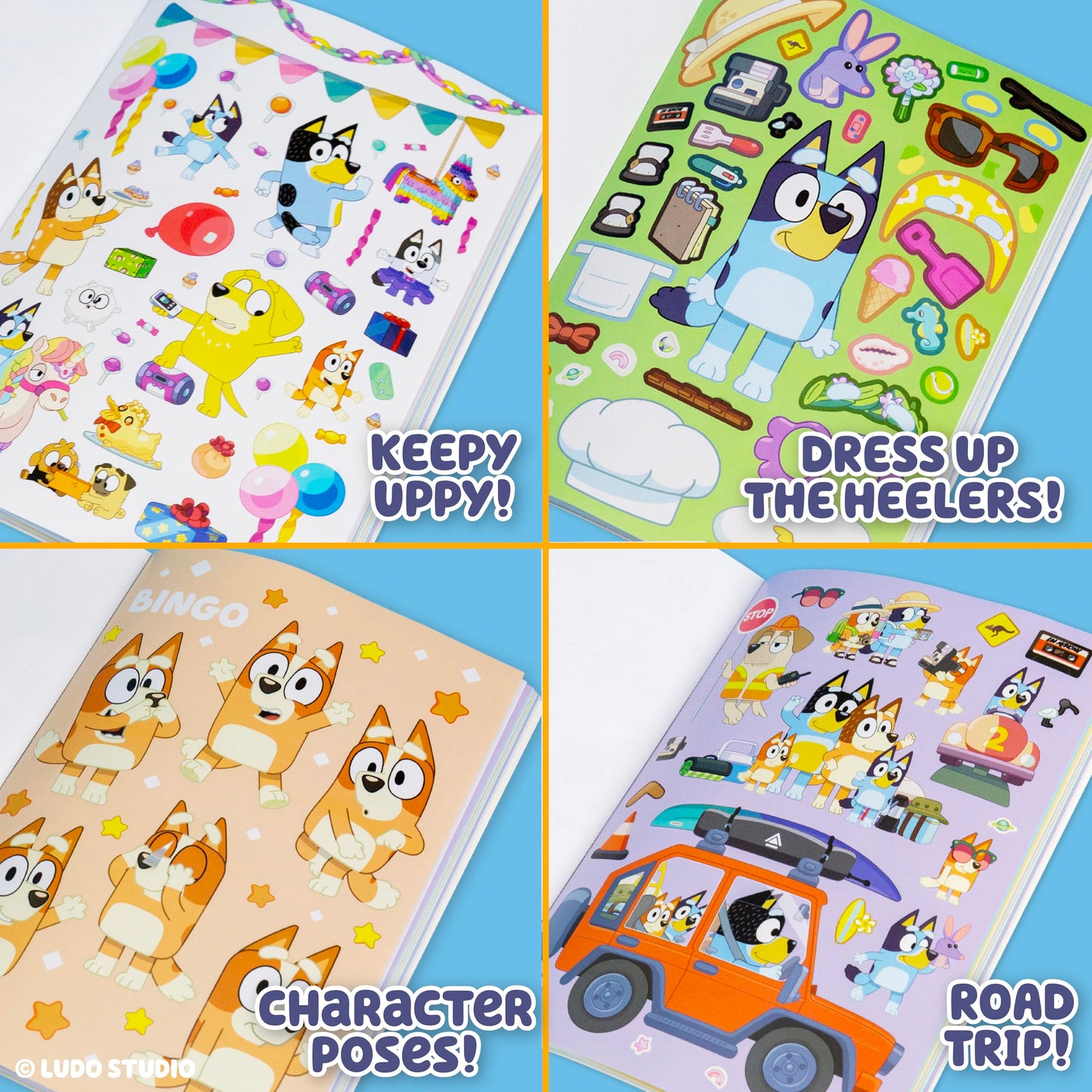 Horizon Group USA Sticker Book with Large and Small Sizes, Kids Stationary for Water Bottle, Notebooks, and Party Favors, Bluey