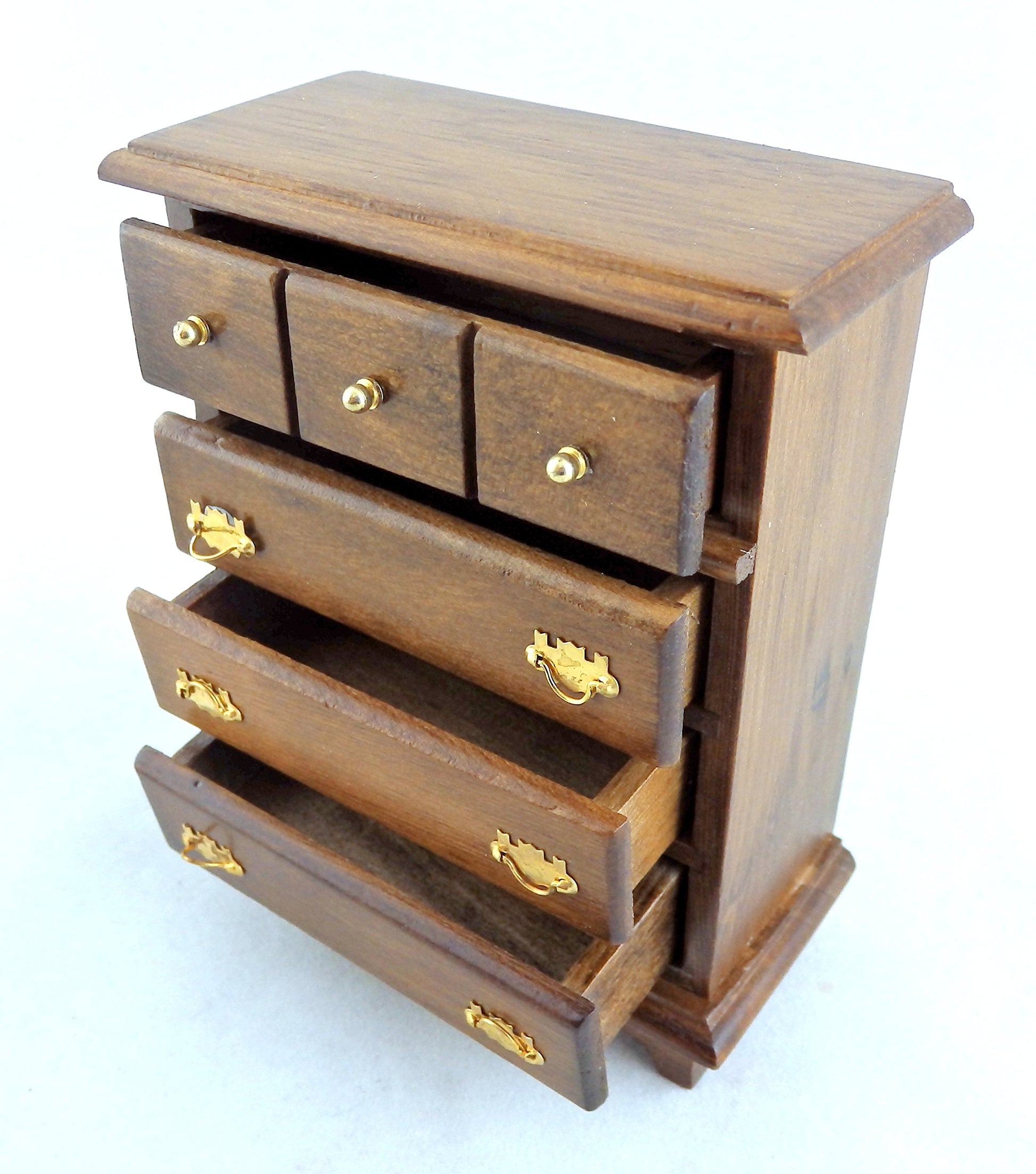 Melody Jane Dolls Houses House Miniature 1:12 Wooden Bedroom Furniture Walnut Chest of Drawers