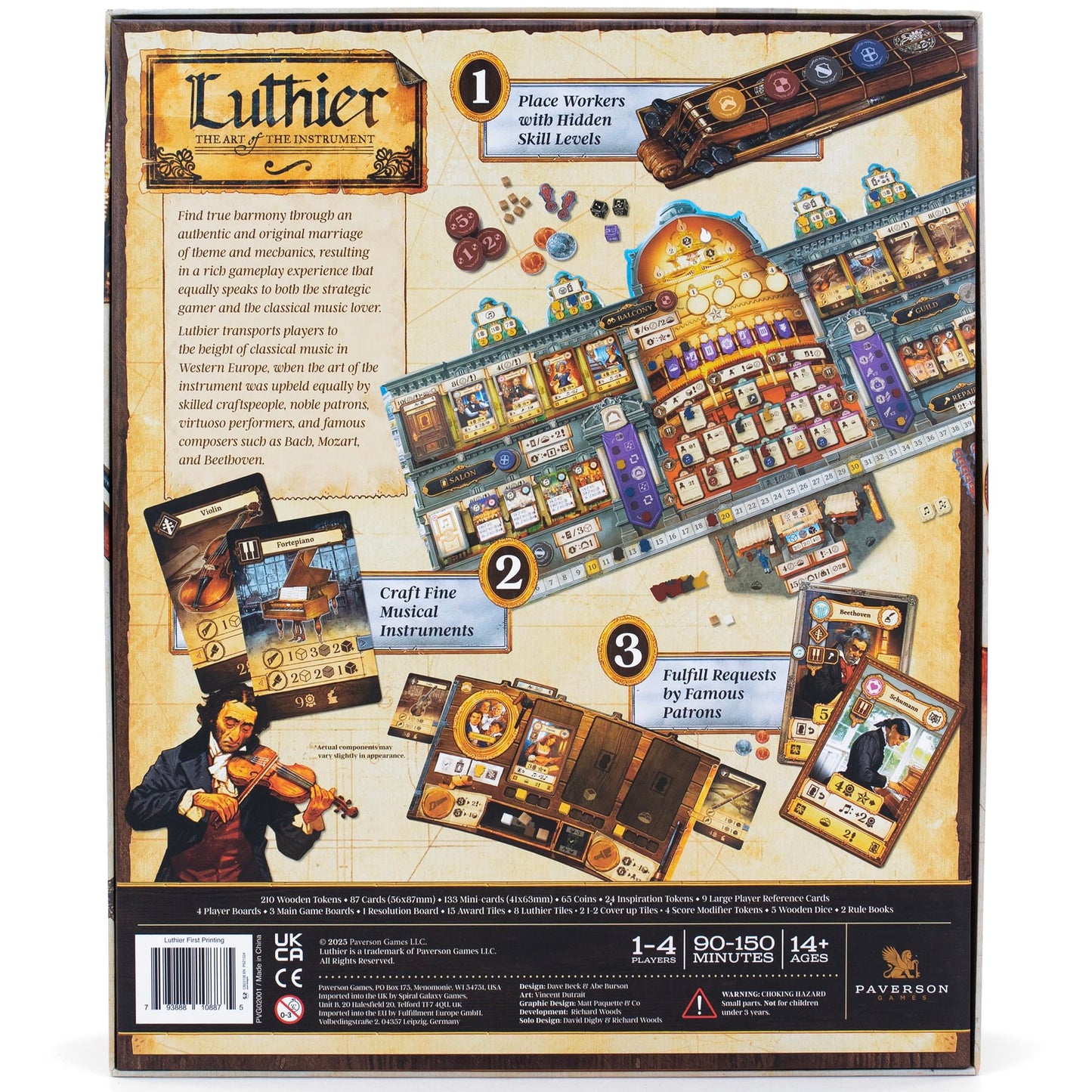 Luthier: The Art of The Instrument - Classical Music and History Themed Euro Board Game, Bidding & Worker Placement, 1 to 4 Players, Ages 14 and up