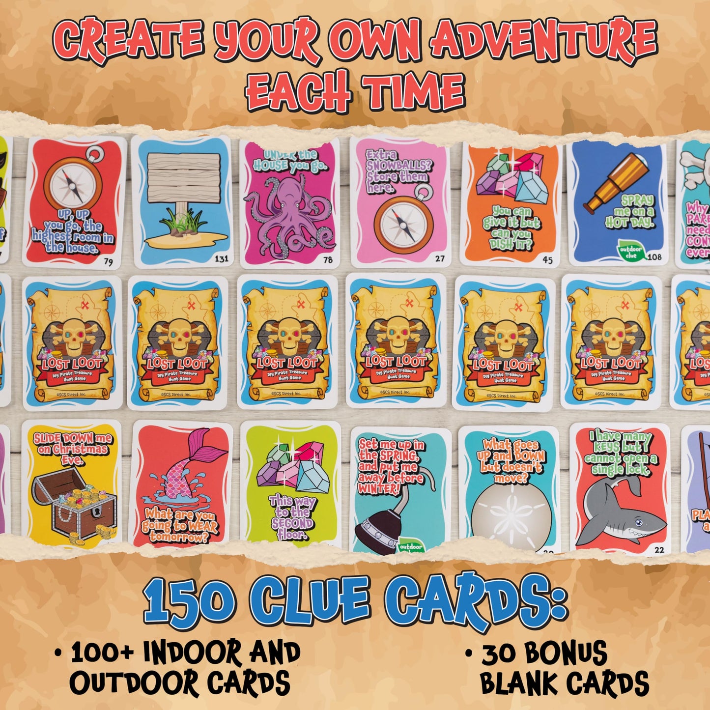 Lost Loot DIY Scavenger Hunt Game - Award Winning Pirate Treasure Like No Other! Hide Skeleton Keys, Set Clues & Find to Unlock Special Chest-150