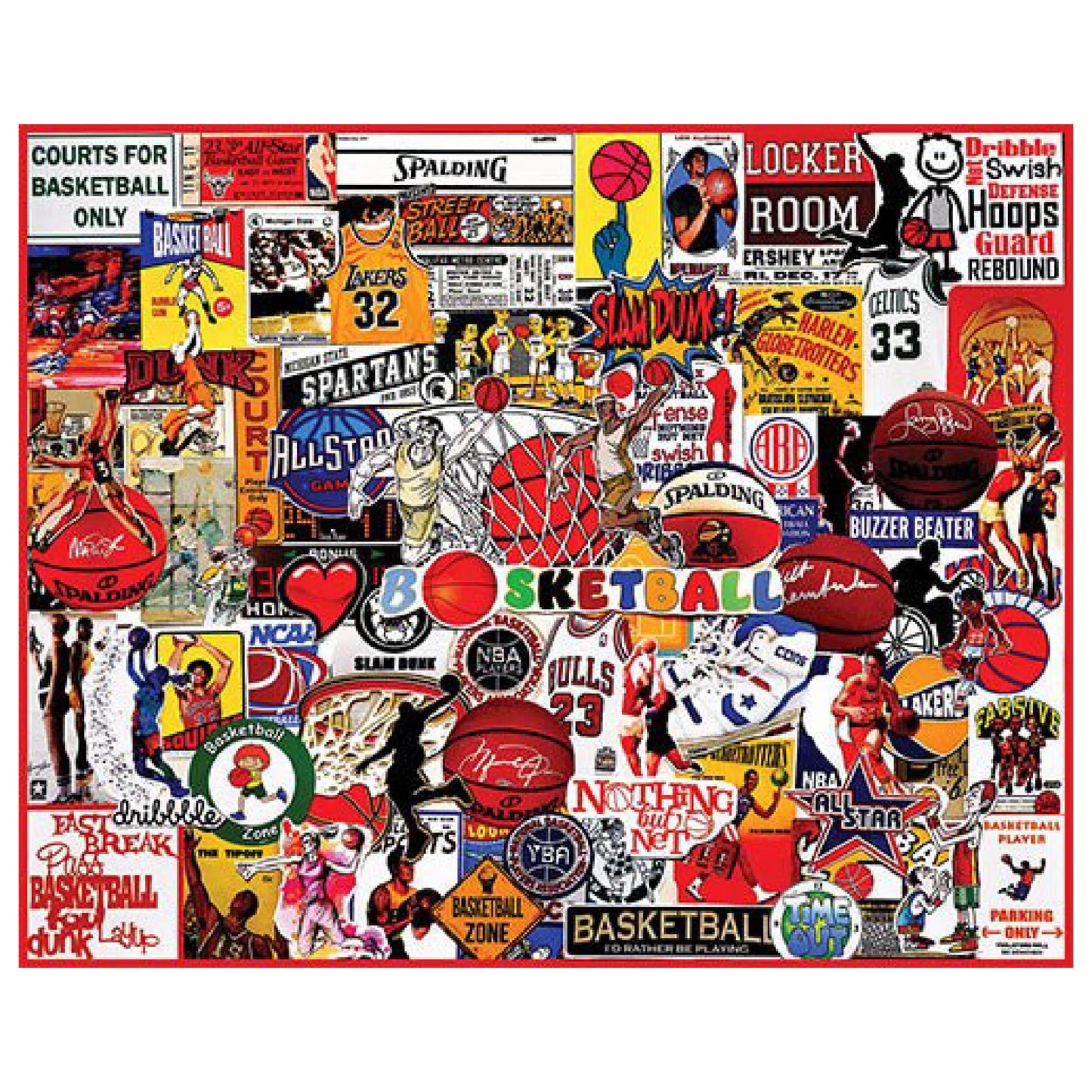 White Mountain 1000 Piece Jigsaw Puzzle Legends Collage, I Love Basketball