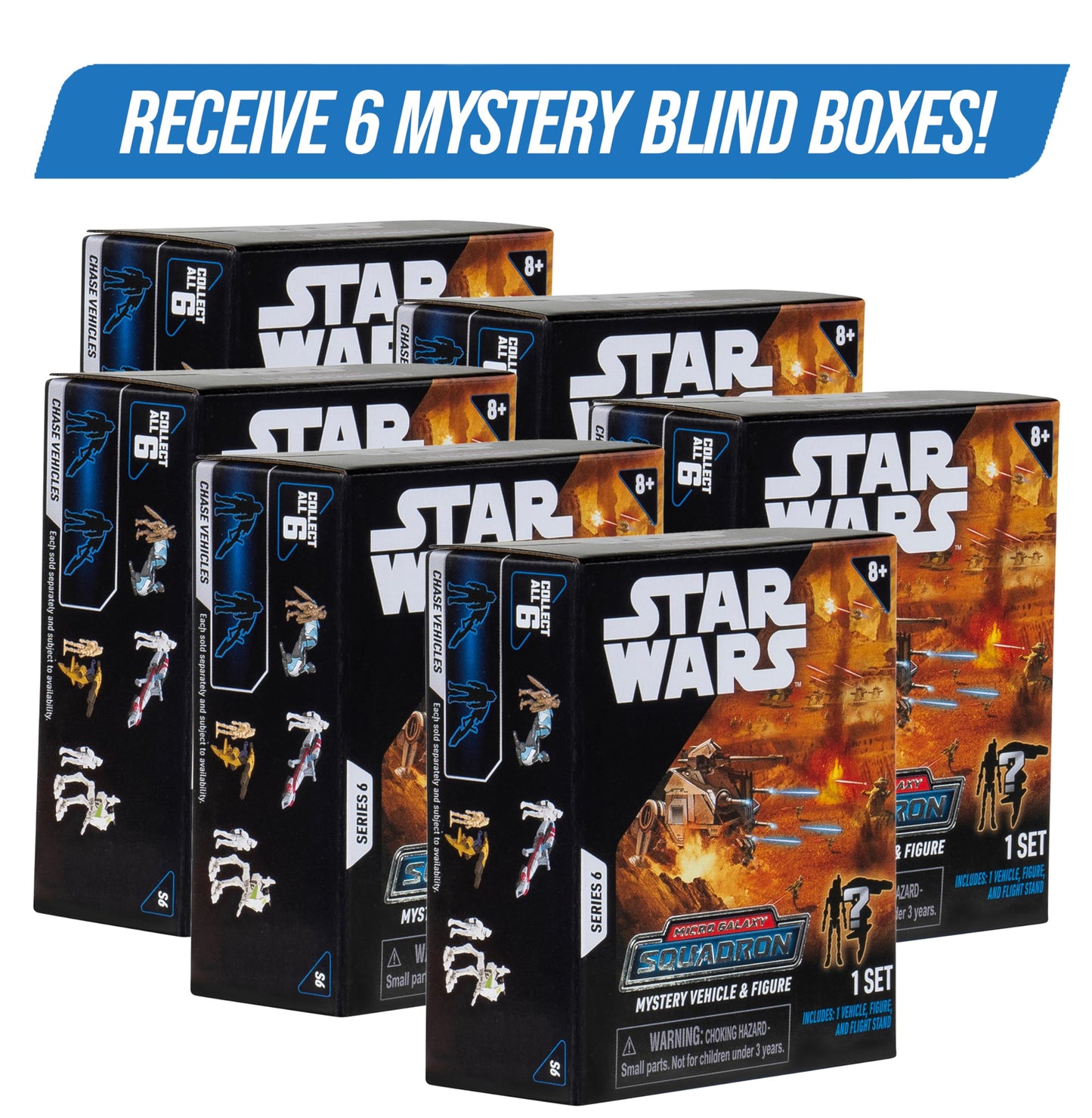 Star Wars Micro Galaxy Squadron Series 6 (6 Pack) Mystery Blind Box - Get Six 2.5" Vehicle or 1" Mini Figure - Officially Licensed - Authentic