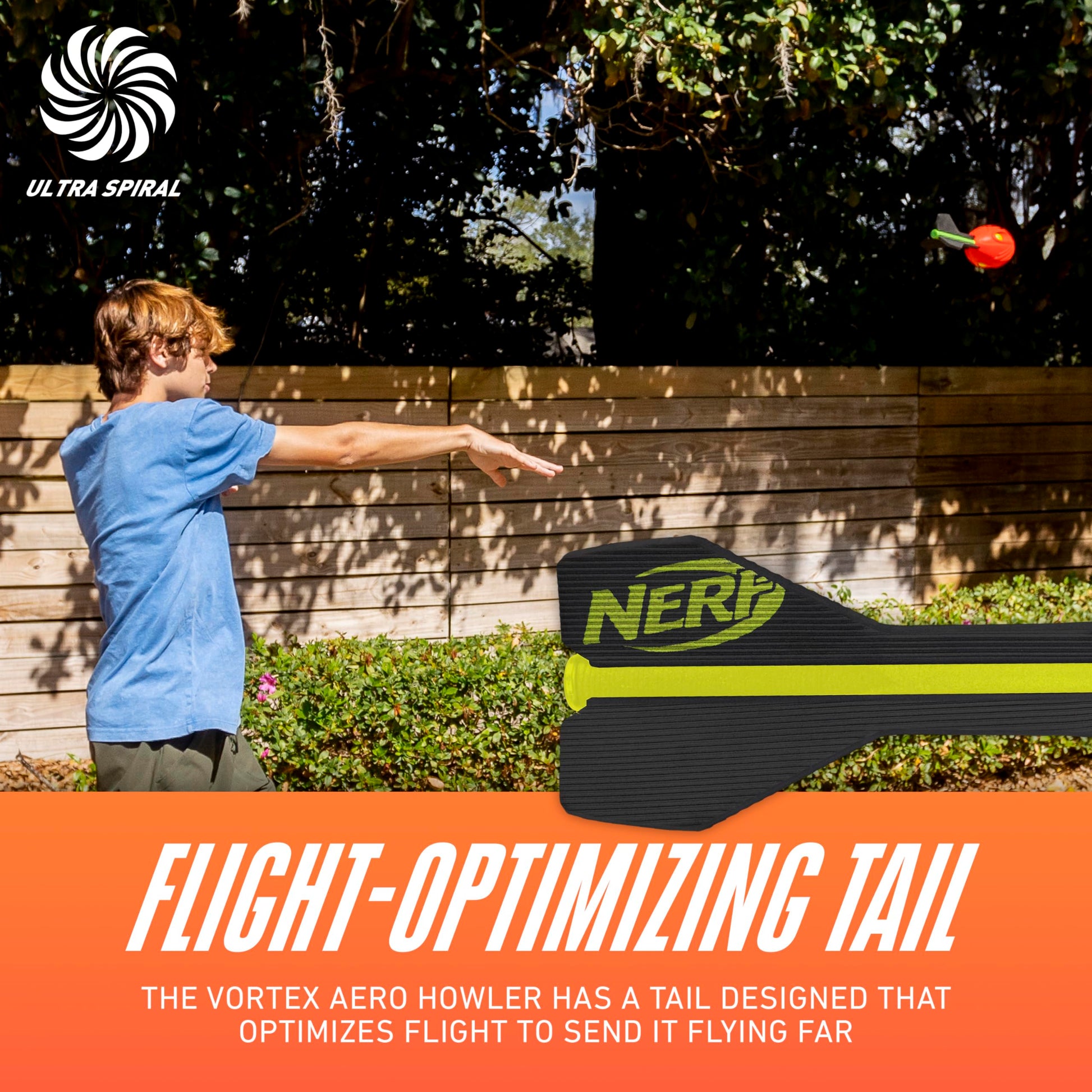 Nerf Vortex Aero Howler Foam Ball, Classic Long-Distance Football, Flight-Optimizing Tail, Whistling Sound, Indoor & Outdoor Fun, Christmas Stocking