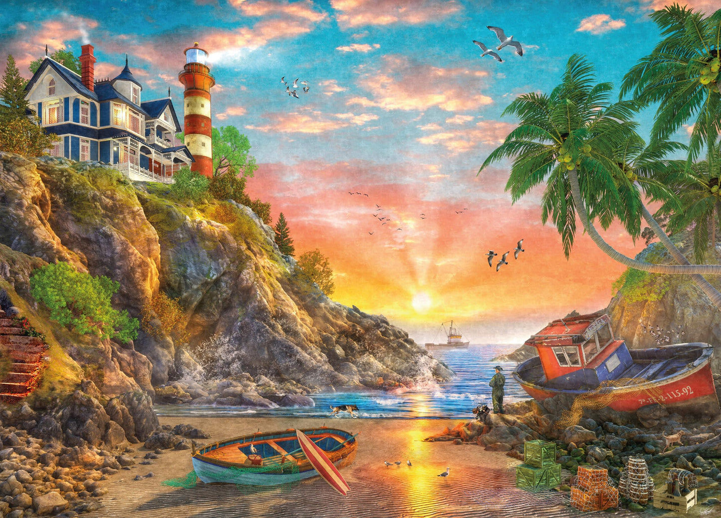 Ceaco - Ocean Fishing at Sunrise - 500 Large Piece Jigsaw Puzzle for Adults