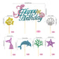 13 Pcs Mermaid Birthday Cake Toppers Set - Sparkling Ocean Theme Decor with Happy Birthday Topper and 12 Colorful Undersea Elements Cupcake Picks