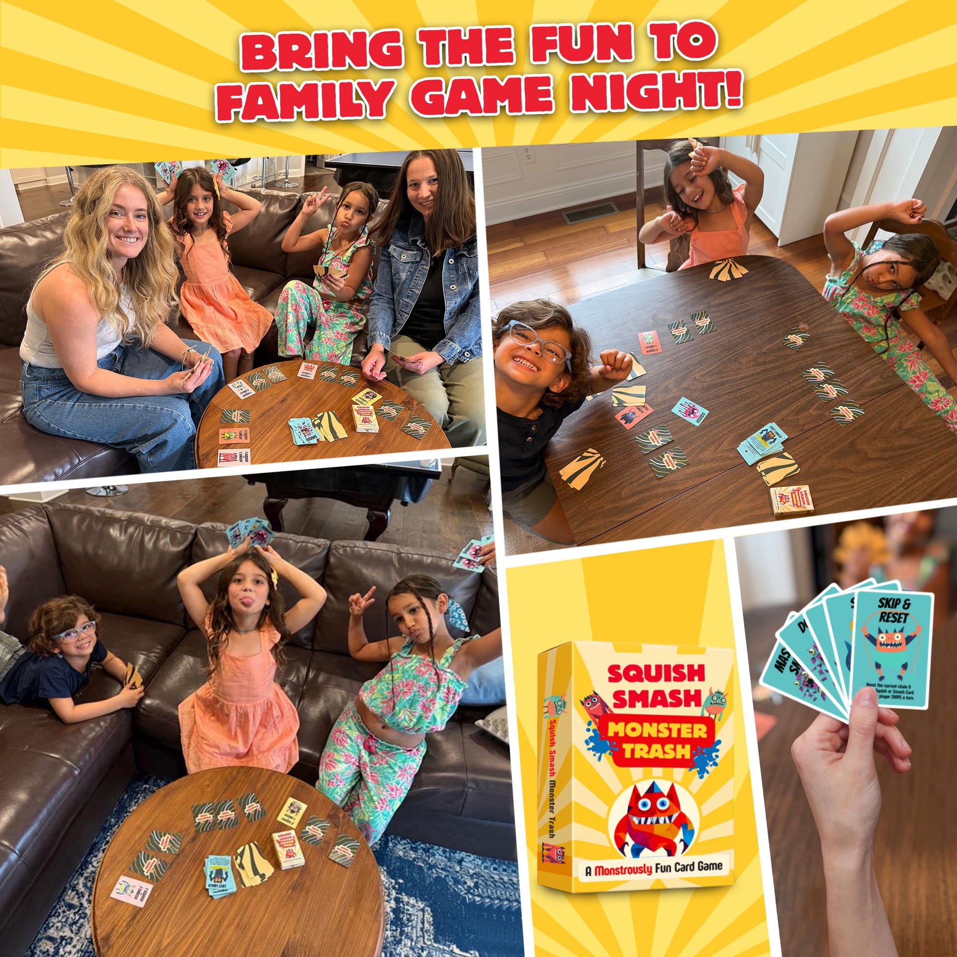 HIBULL Squish Smash Monster Trash - A Card Game of Fast Chain-Reactions | Fun Family Game for Kids & Adults | Travel Friendly | Ages 7+, 2-5 Players